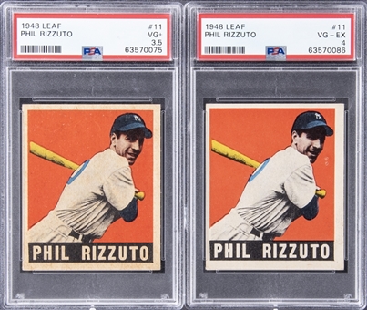 1948 Leaf #11 Phil Rizzuto (Lot of 2) - PSA VG-EX 4, VG+ 3